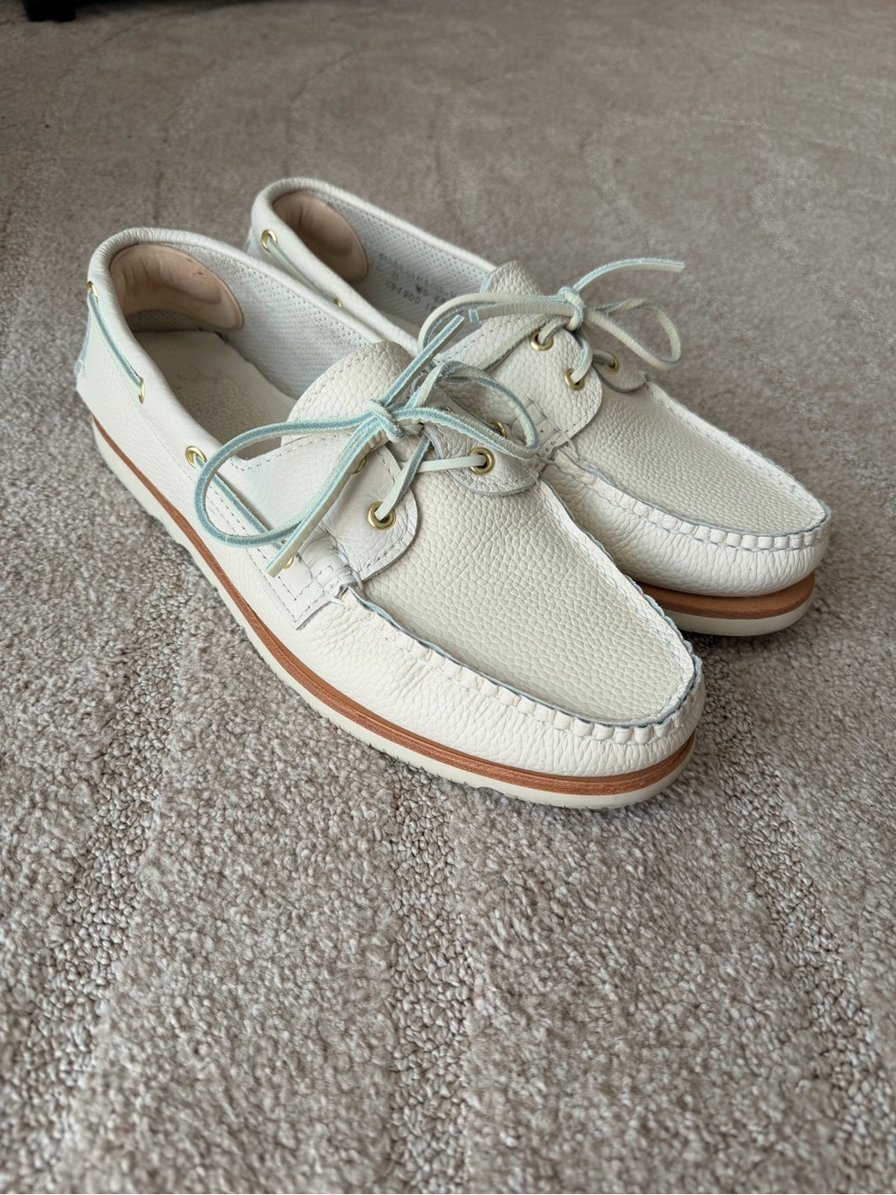 Sperry Hand-Made in Maine Rancourt Boat Shoes White Pebbled Leather